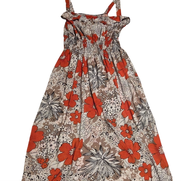 Dresses & Skirts - Charming Floral Dress in Red and Beige